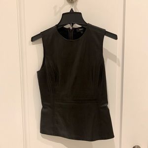 Theory leather and knit top